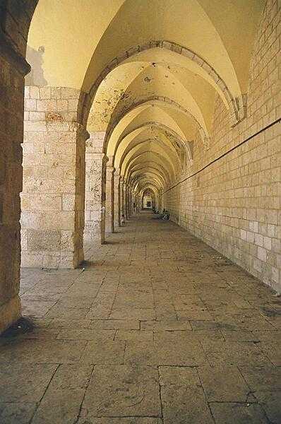 The hallway leading to the Dome of the Rock in East Jerusalem.