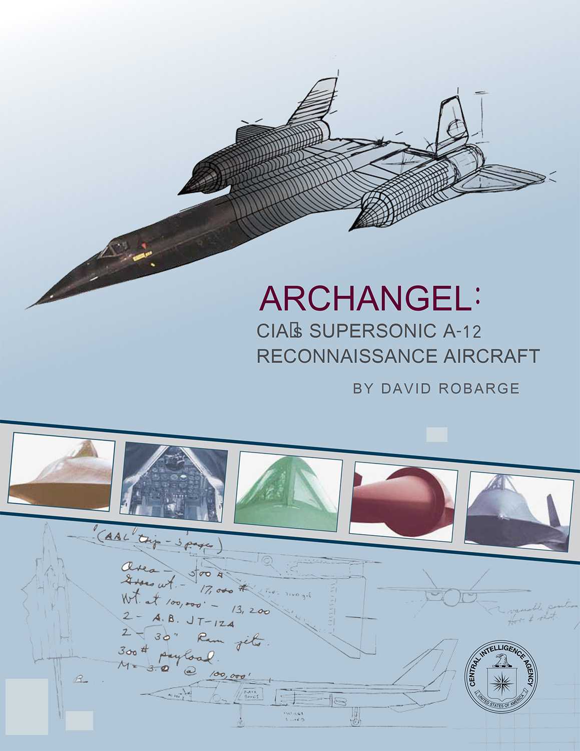 Blue cover of Archangel study featuring a grey A-12.