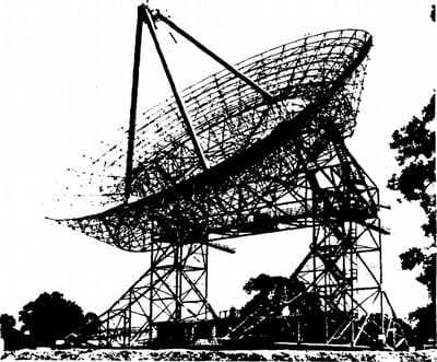 A black and white photo of a satellite.