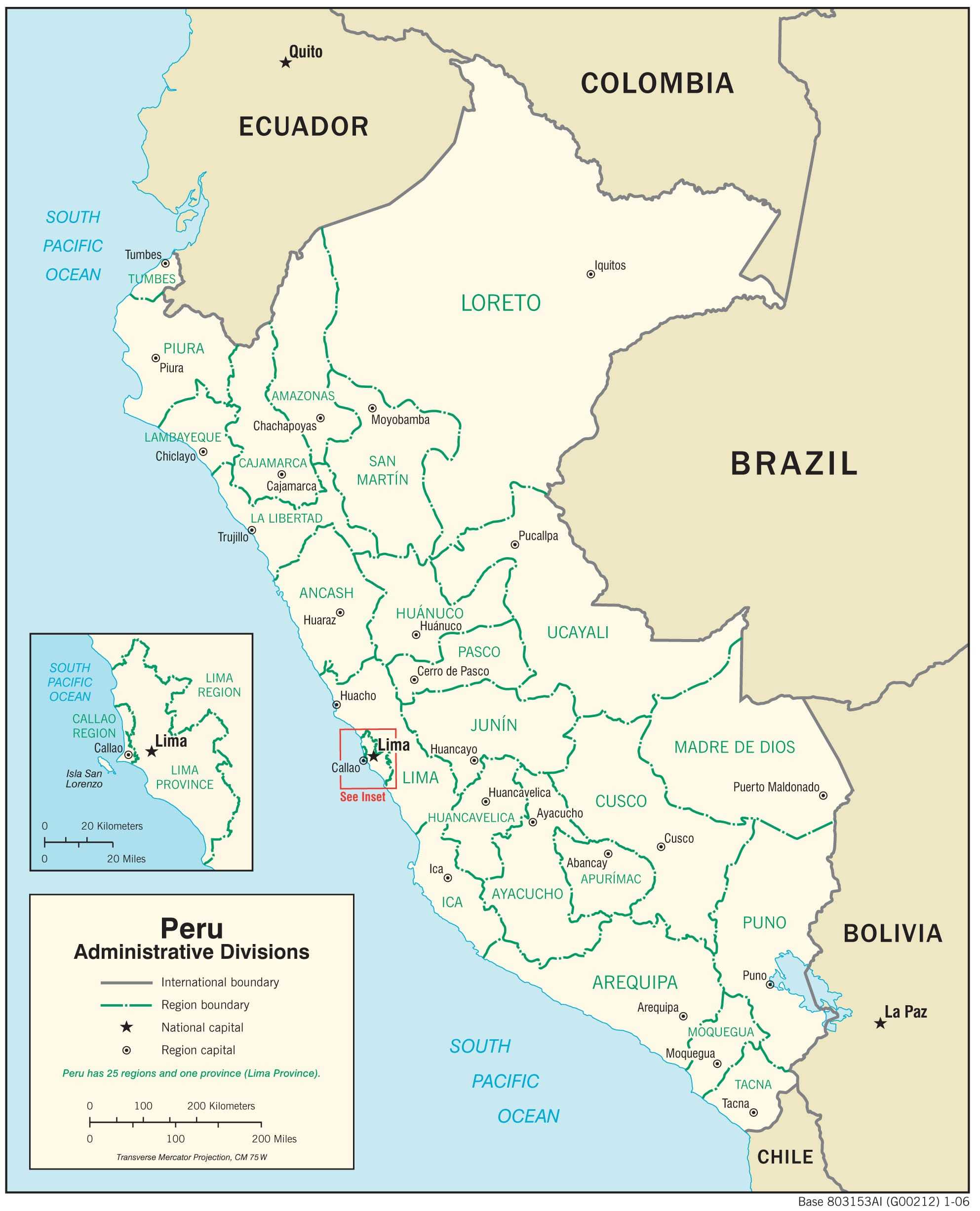 Administrative map of Peru.