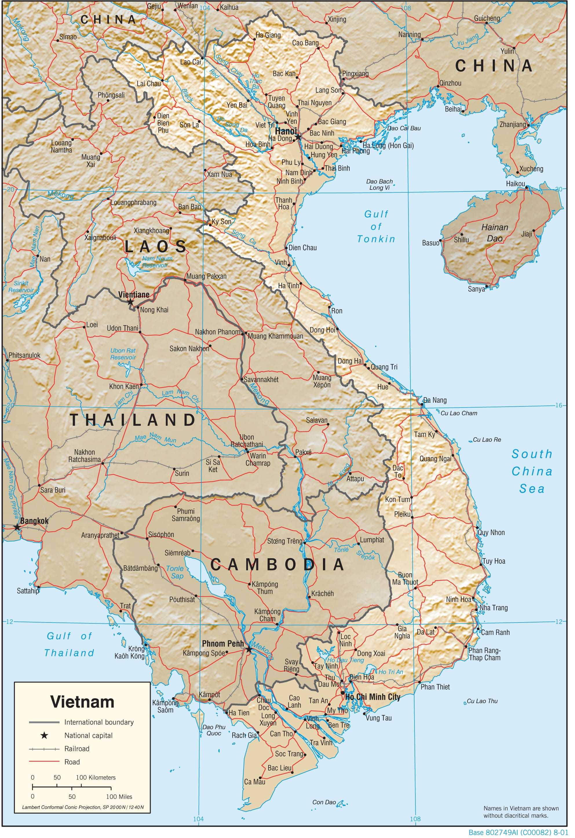 Physiographical map of Vietnam.