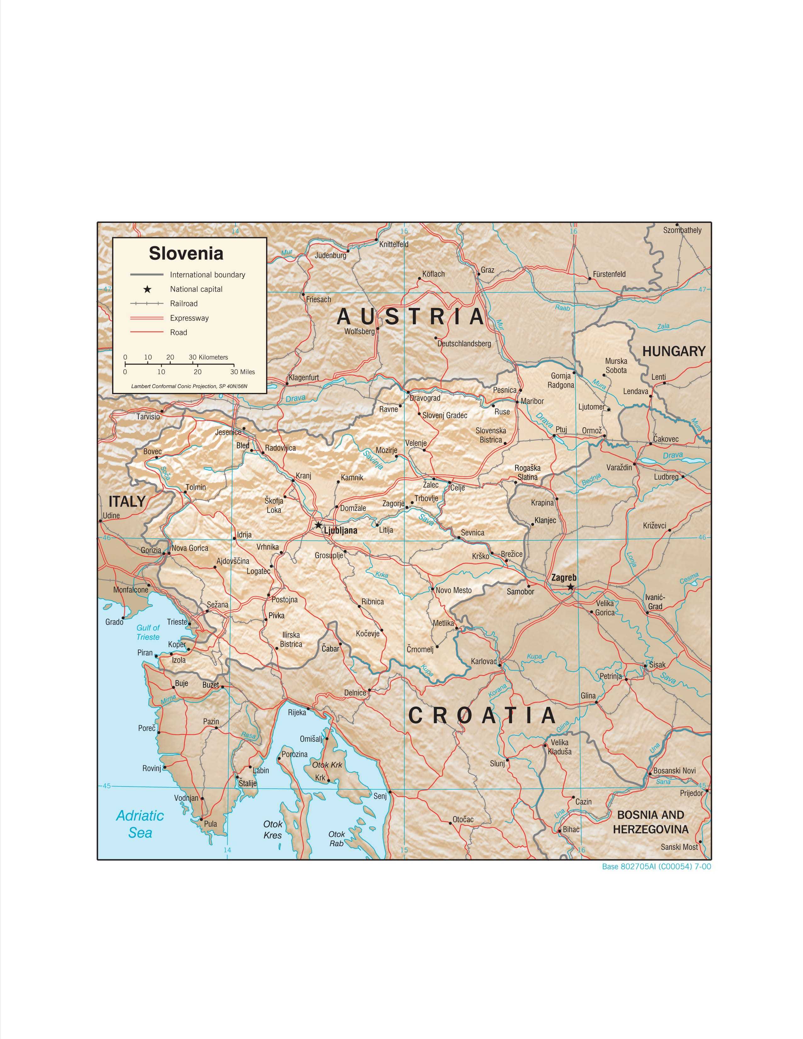 Physiographical map of Slovenia.