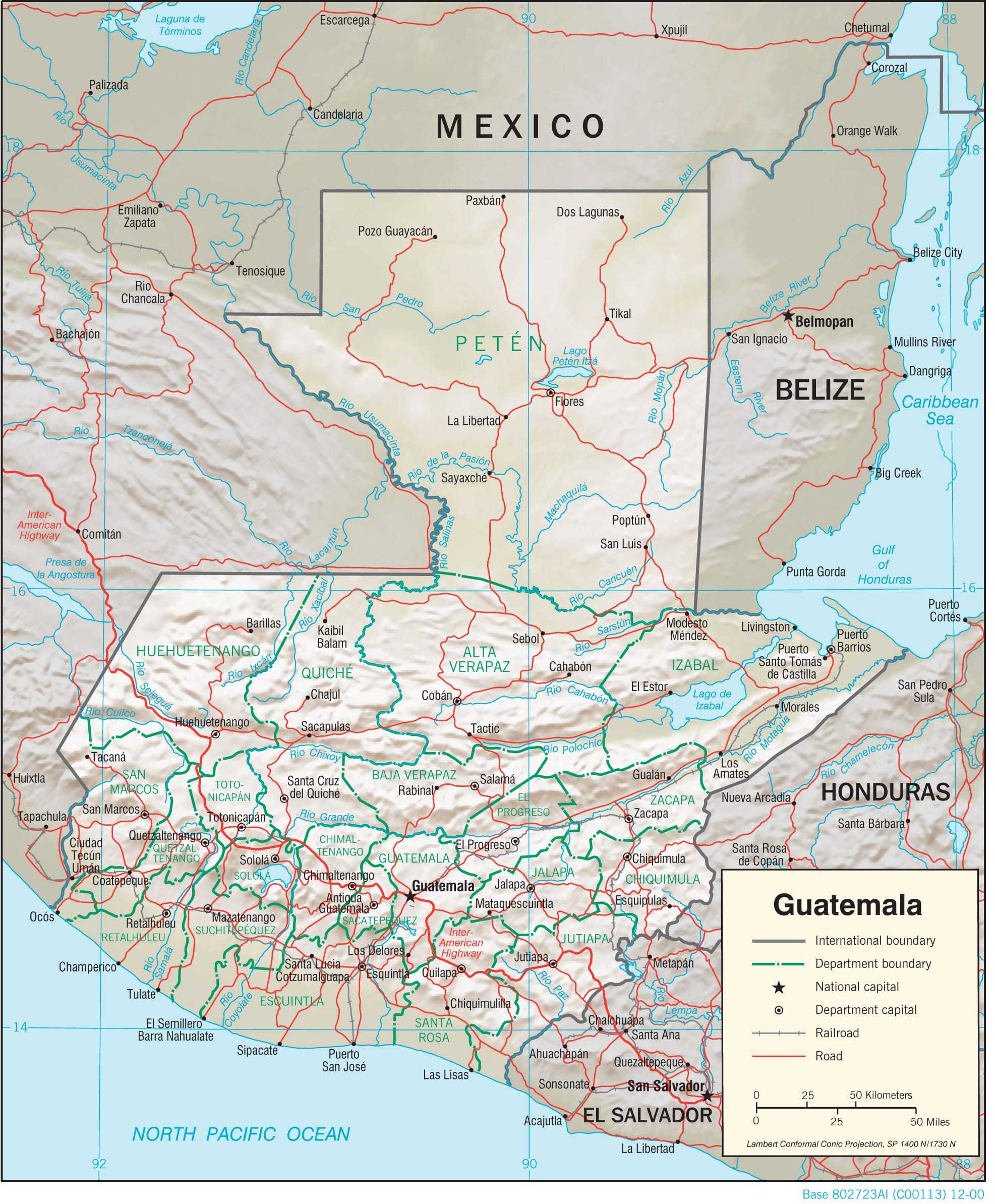 Physiographical map of Guatemala.