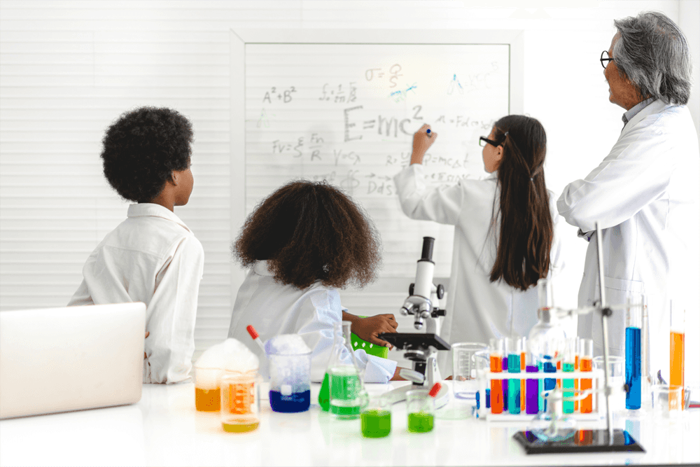 young students in chemistry class