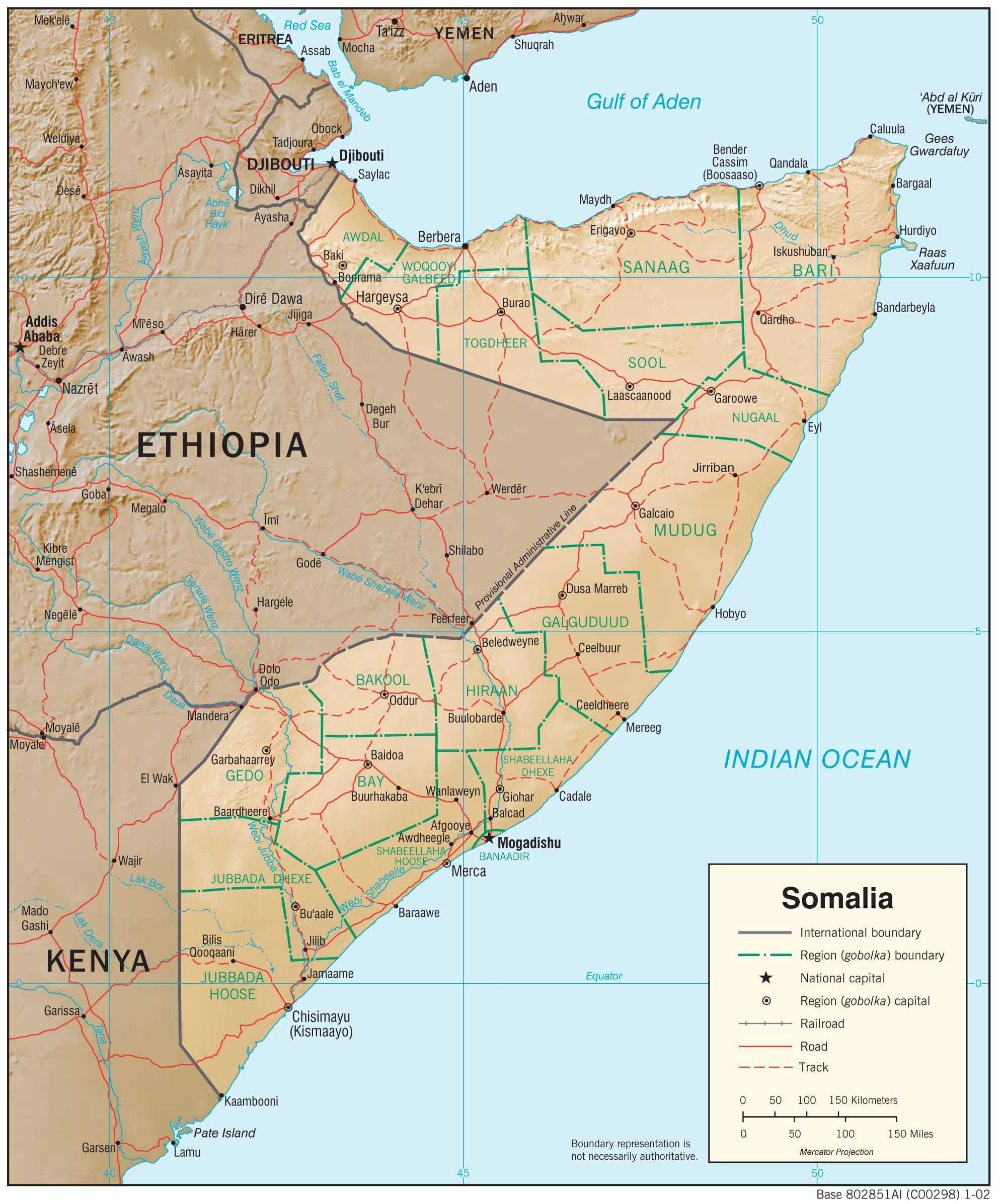 Physiographical map of Somalia.