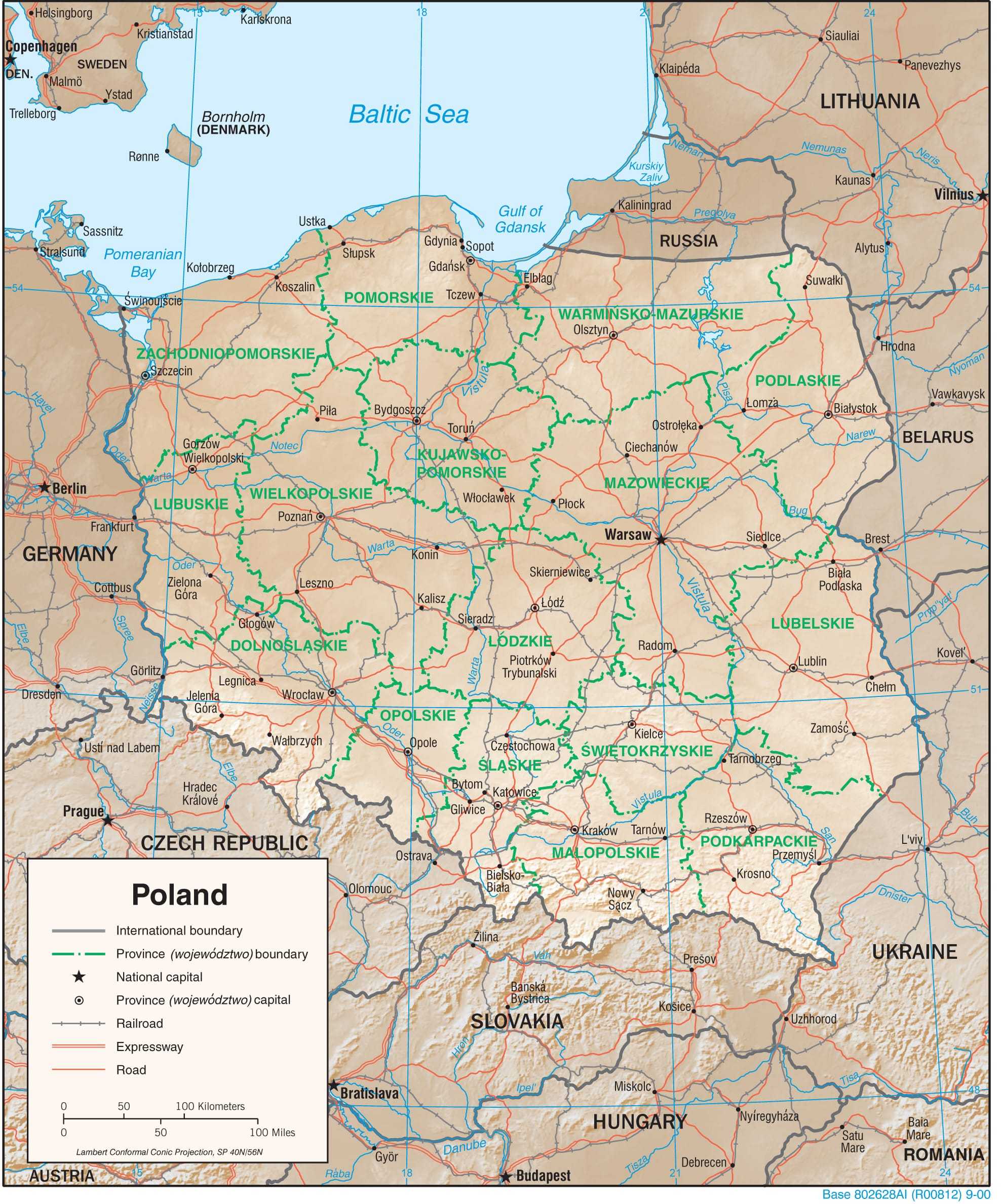 Physiographical map of Poland.