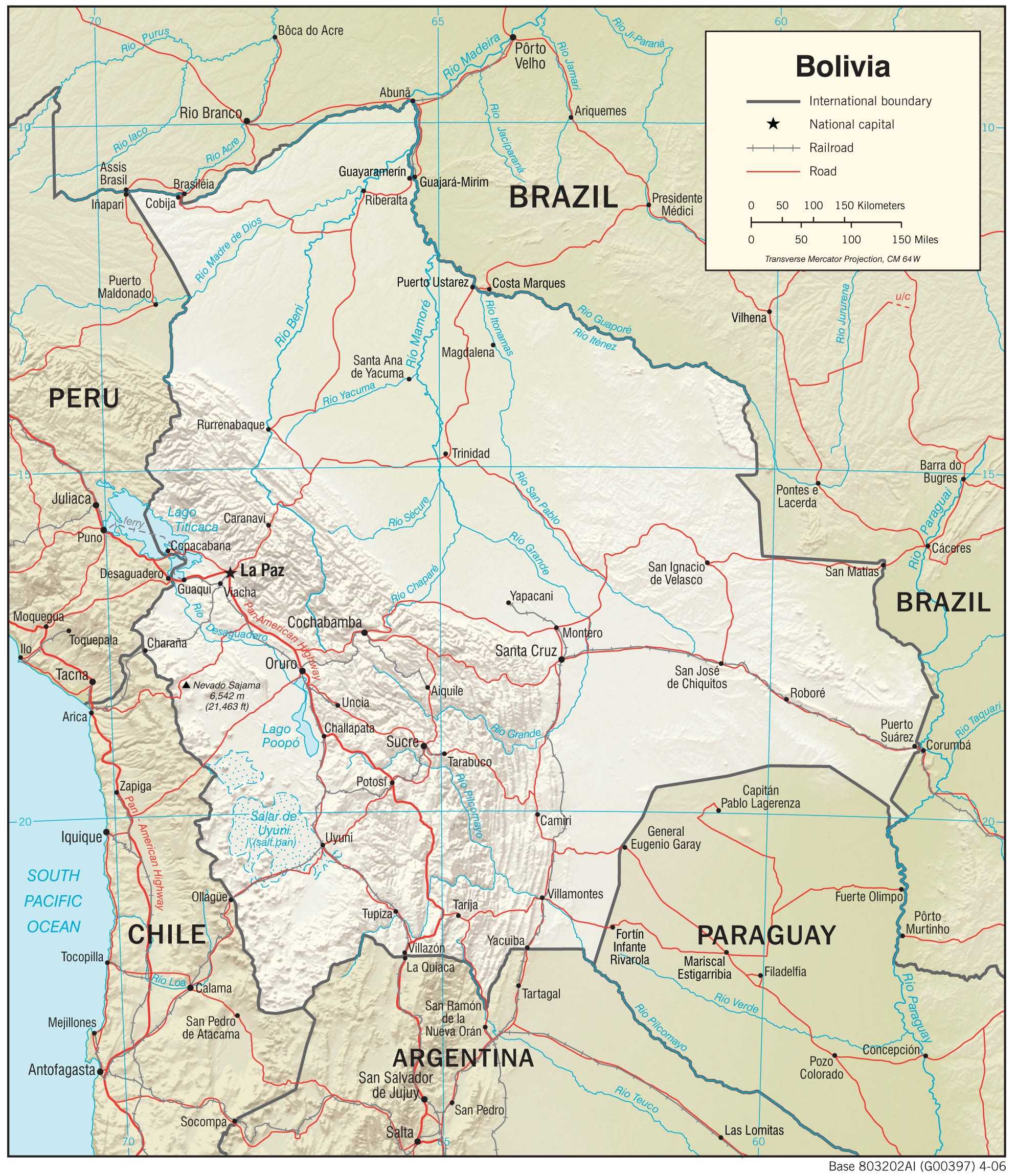 Physiographical map of Bolivia.