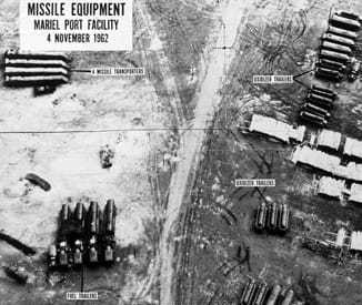 An aerial photo of missile equipment at Mariel Port Facility