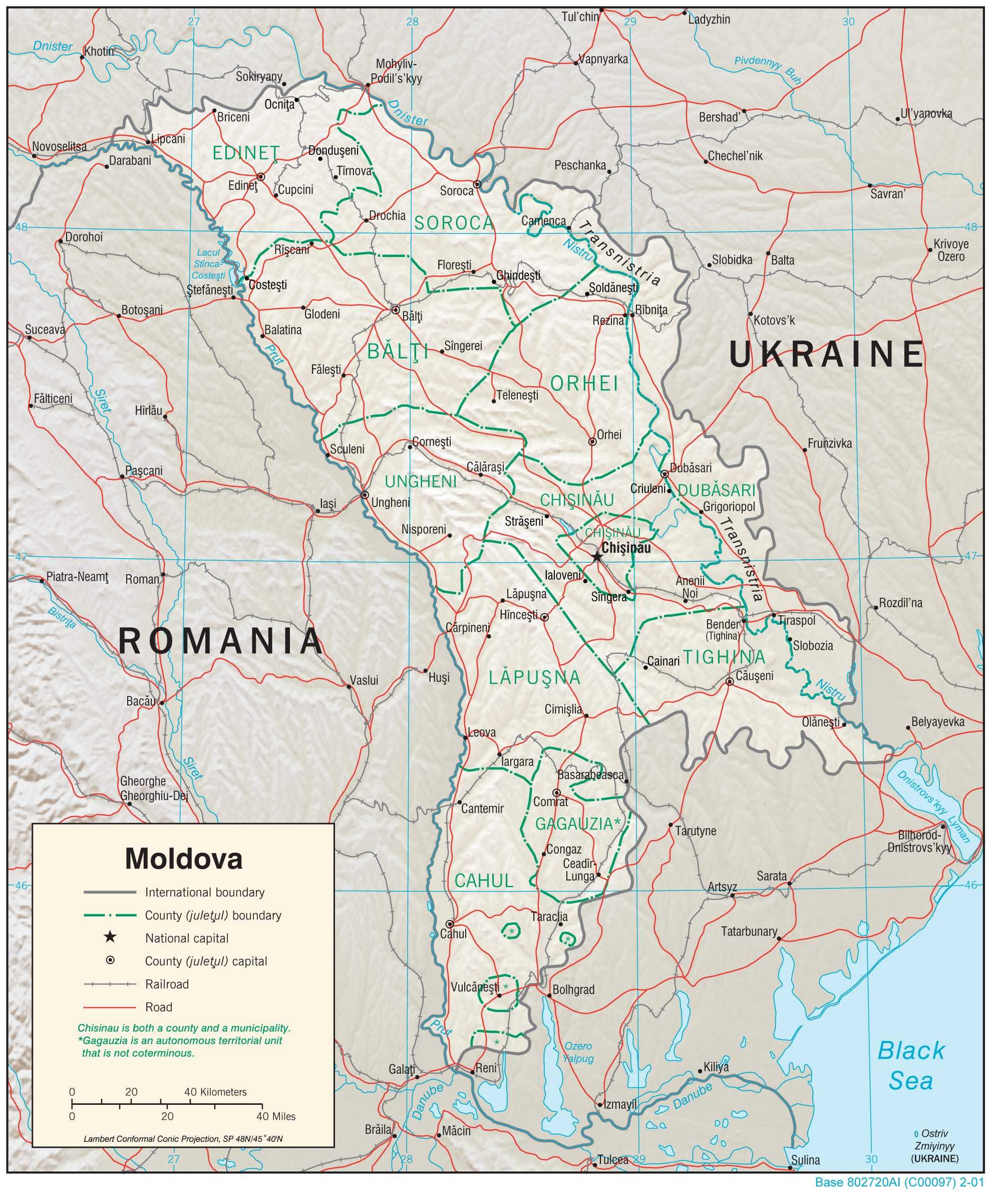 Physiographical map of Moldova.