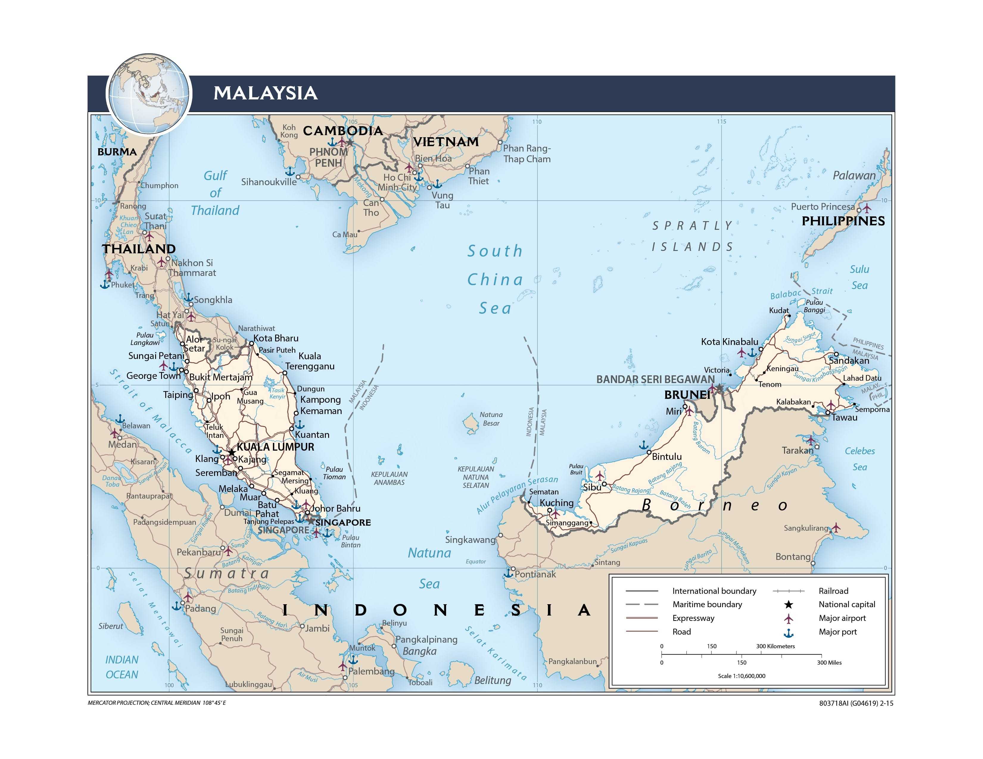 Transportation map of Malaysia.