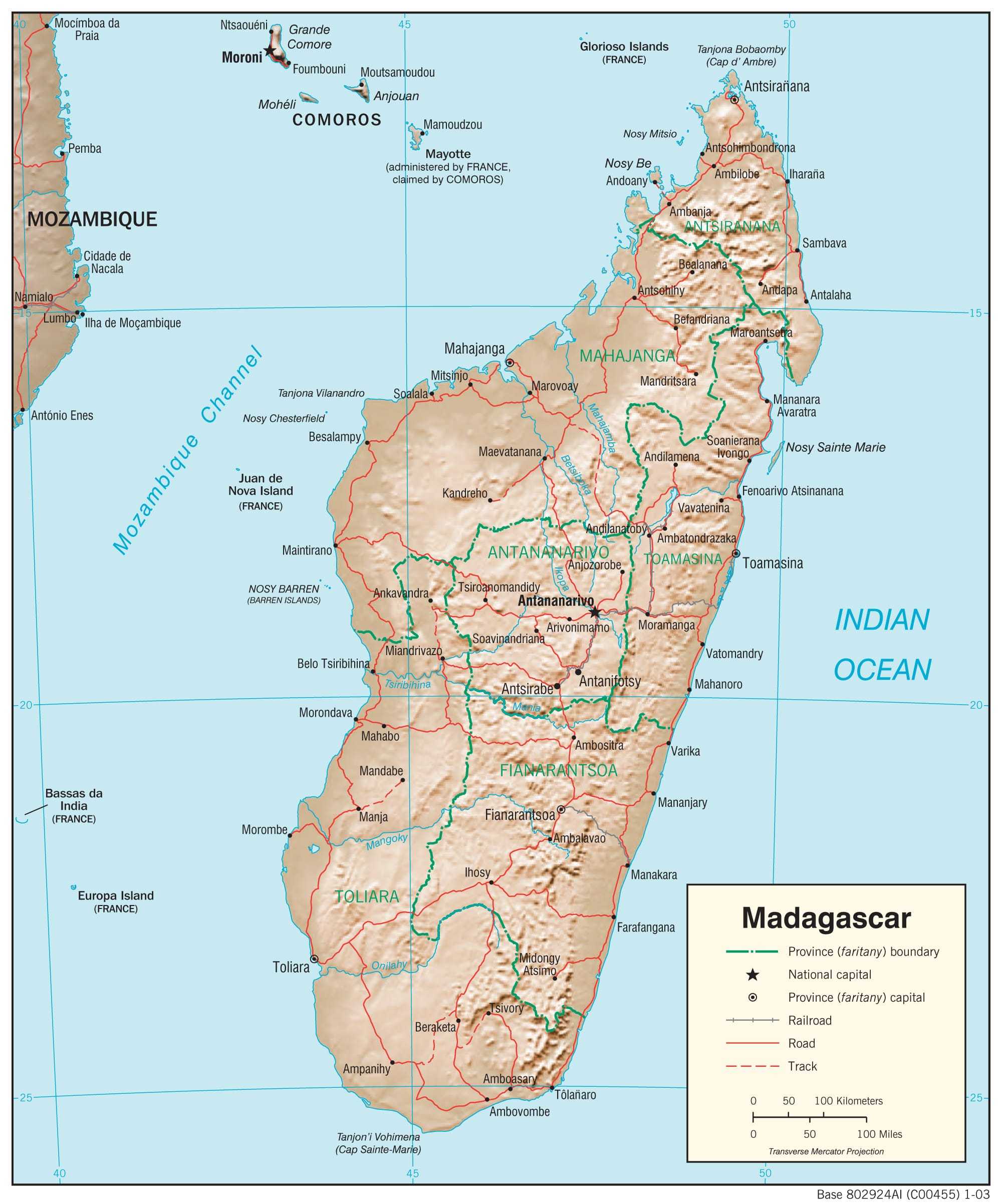 Physiographical map of Madagascar.