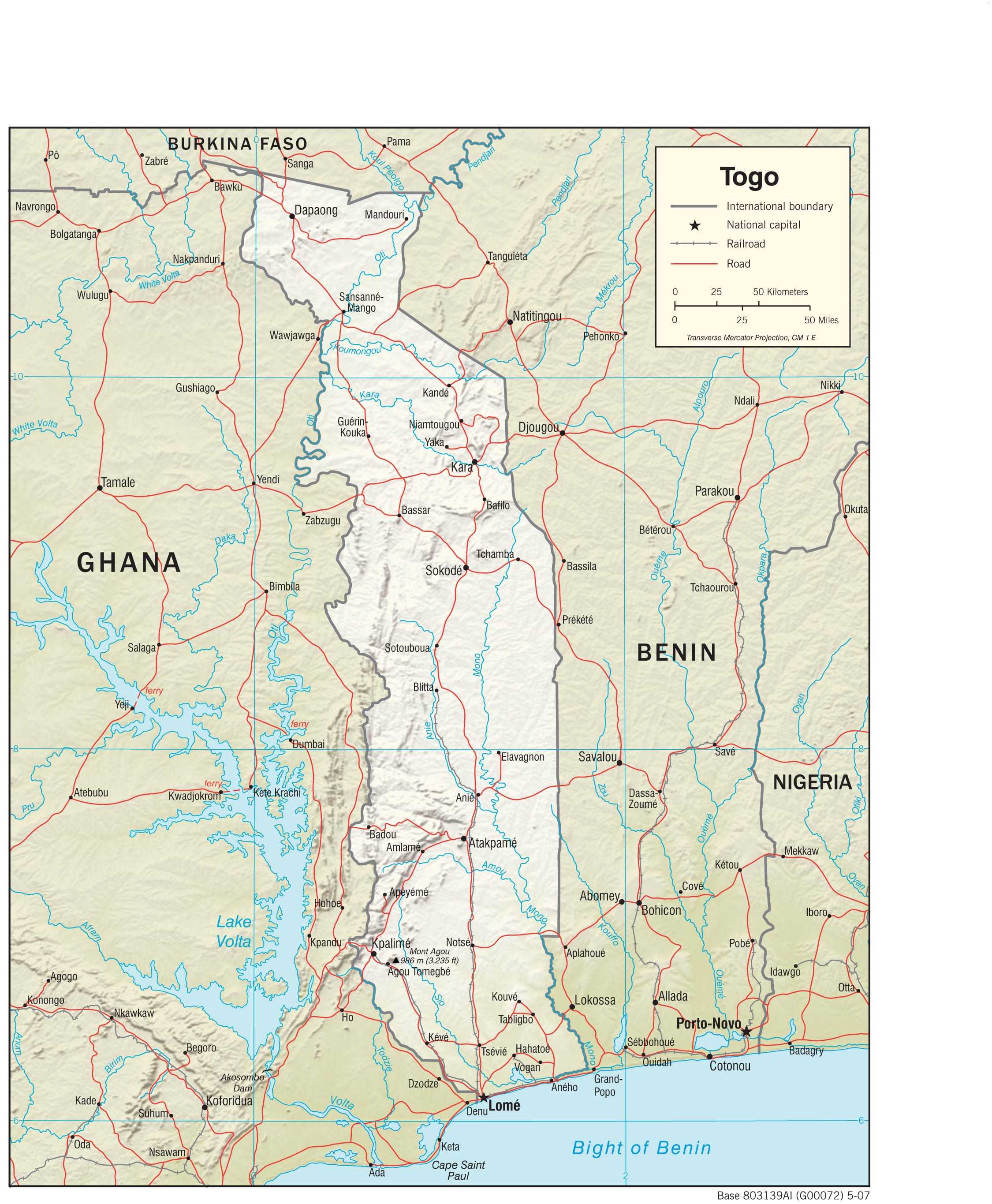 Physiographical map of Togo.