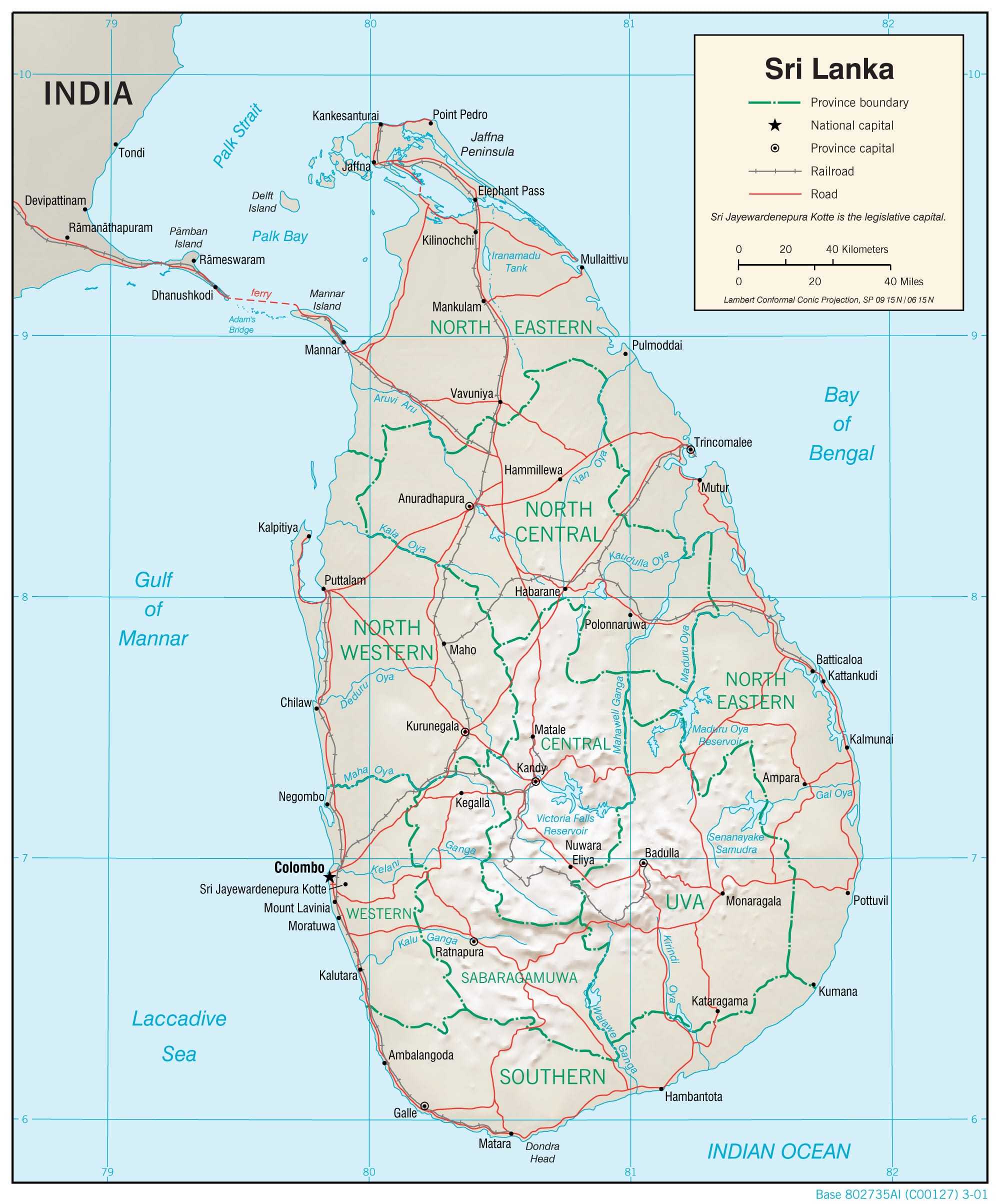 Physiographical map of Sri Lanka.