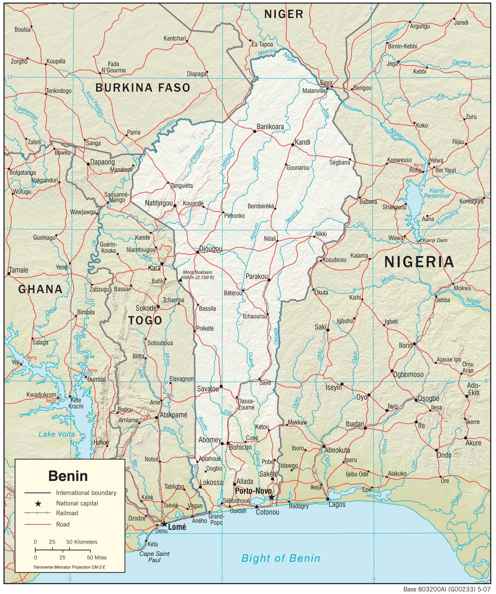 Physiographical map of Benin.