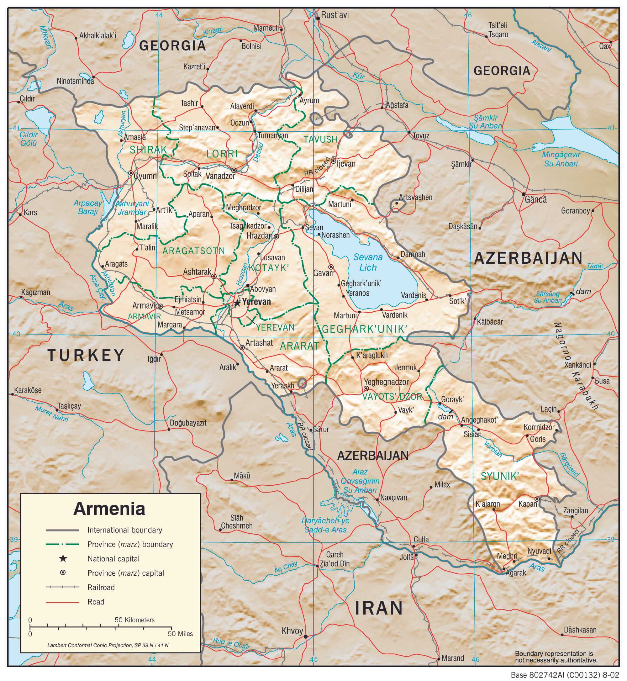 Physiographical map of Armenia.
