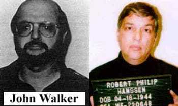 Headshots of John Walker and Robert Philip Hanssen upon arrest.