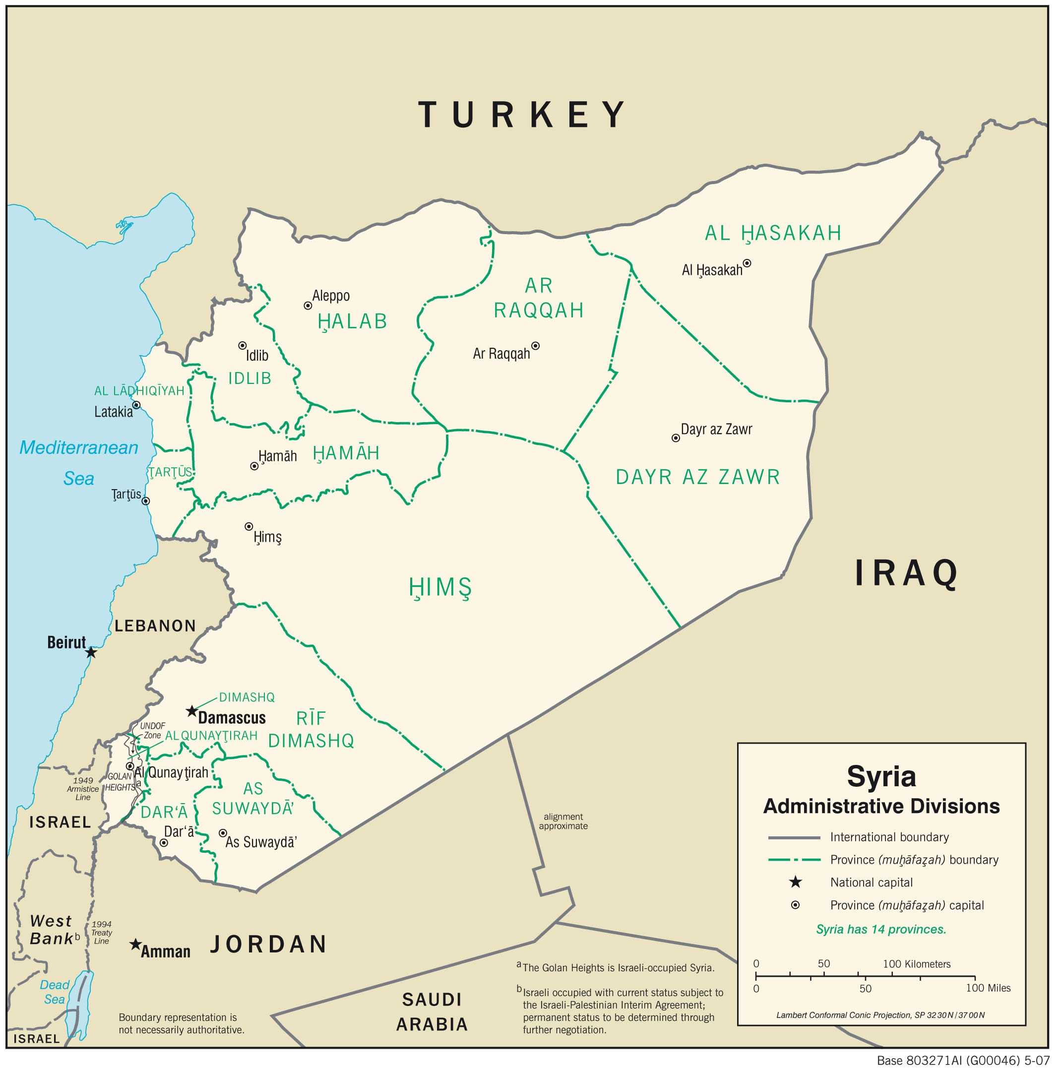 Administrative map of Syria.