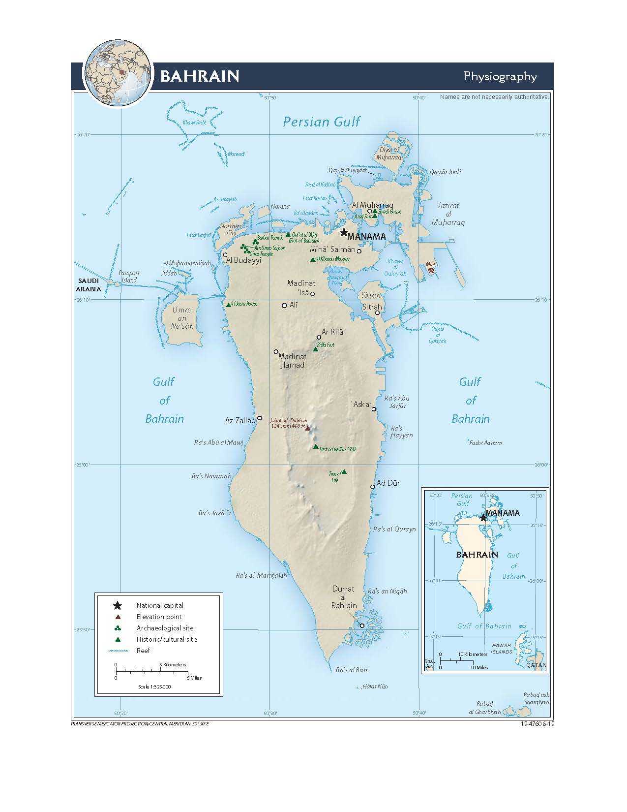 Physiographical map of Bahrain.