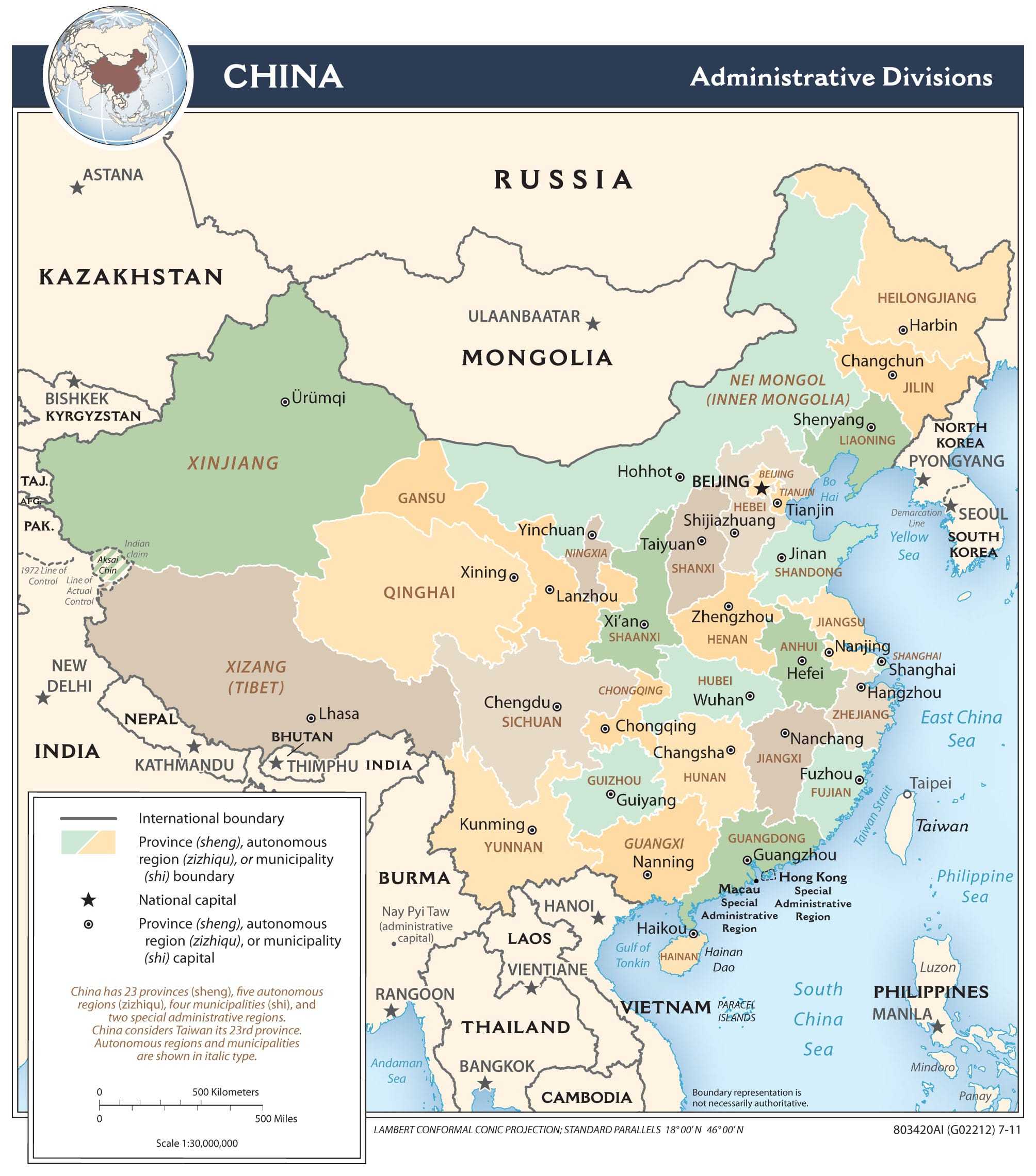 Administrative map of China.