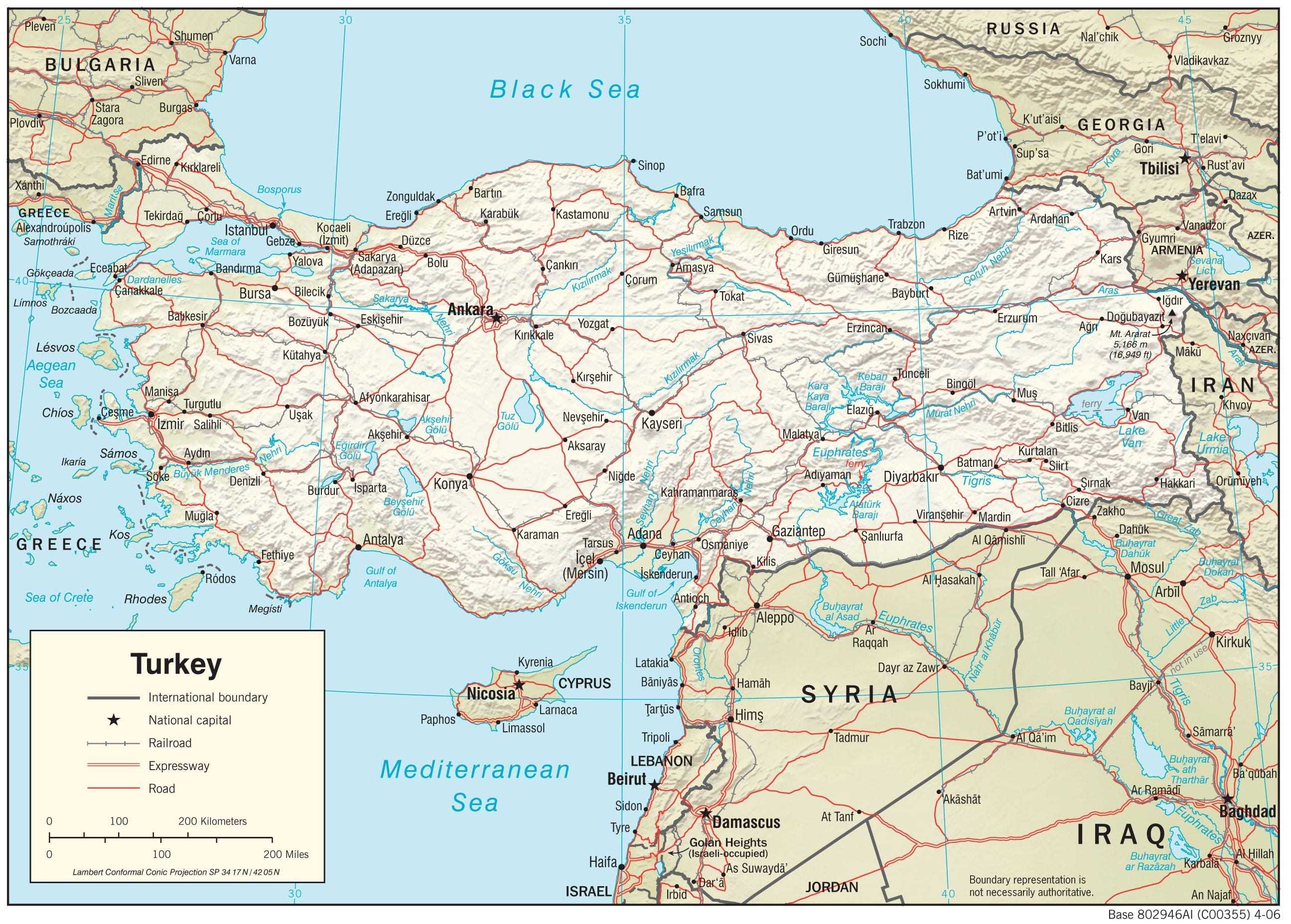 Physiographical map of Turkey.