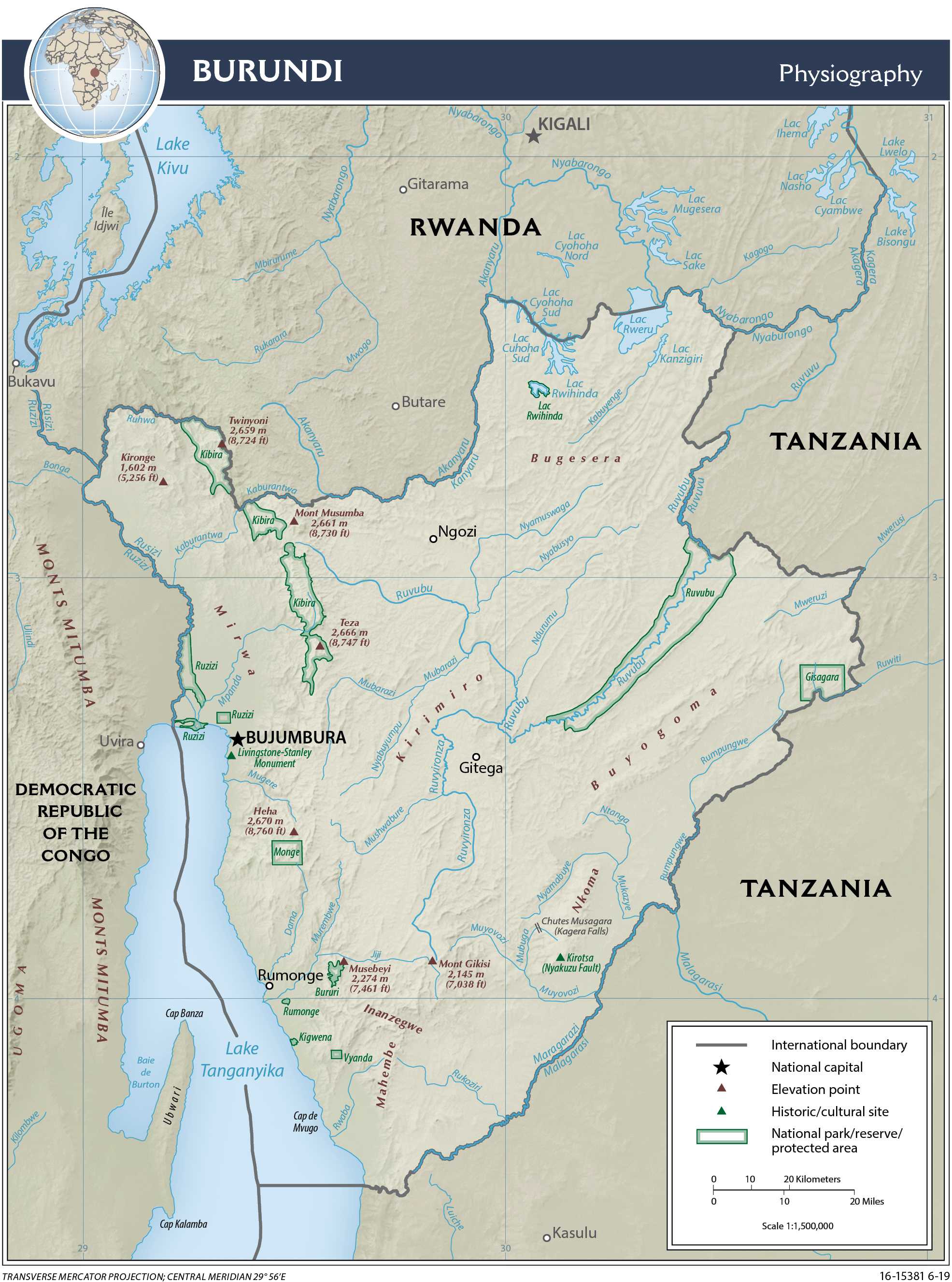Physiographical map of Burundi.