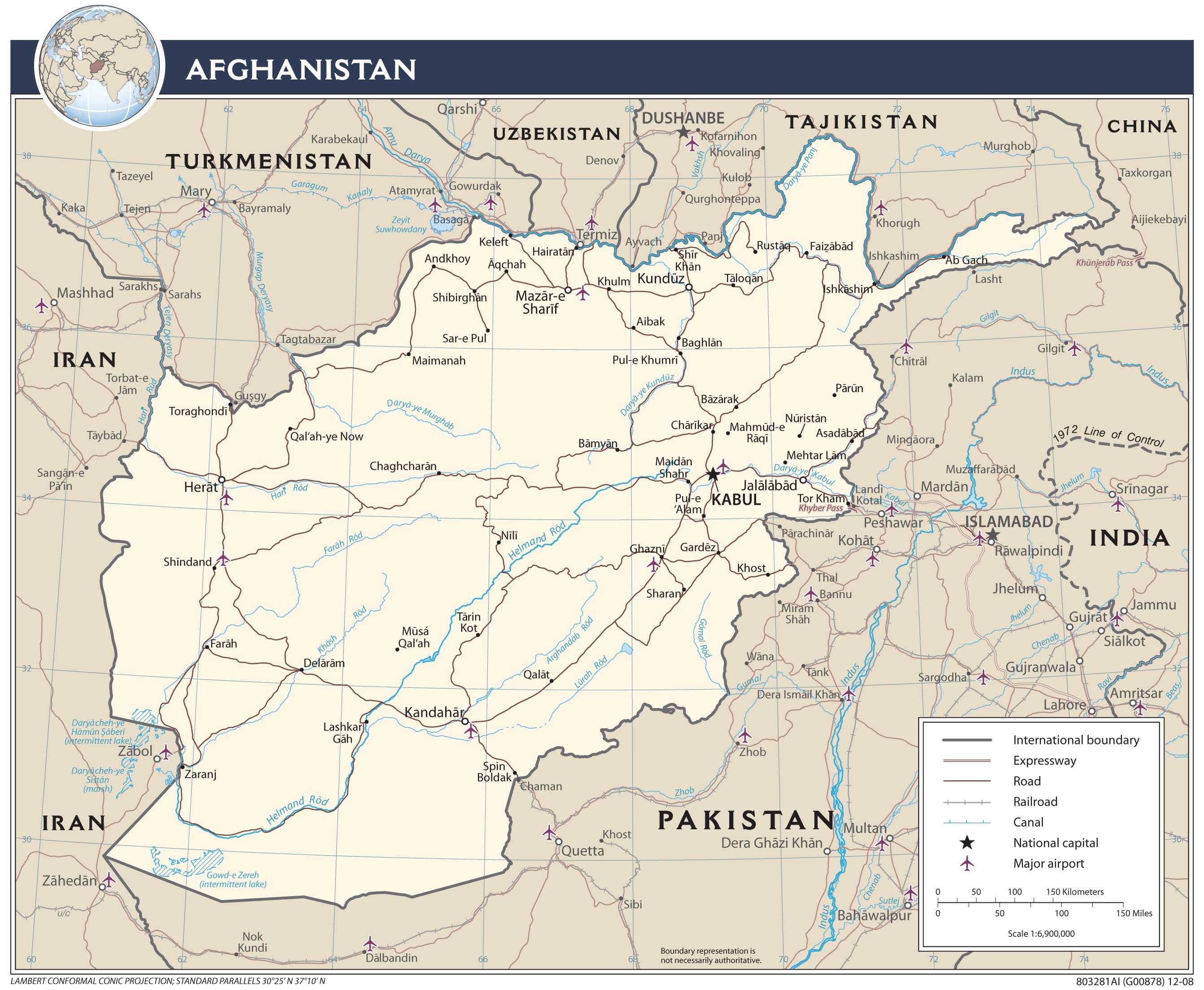 Transportation map of Afghanistan.