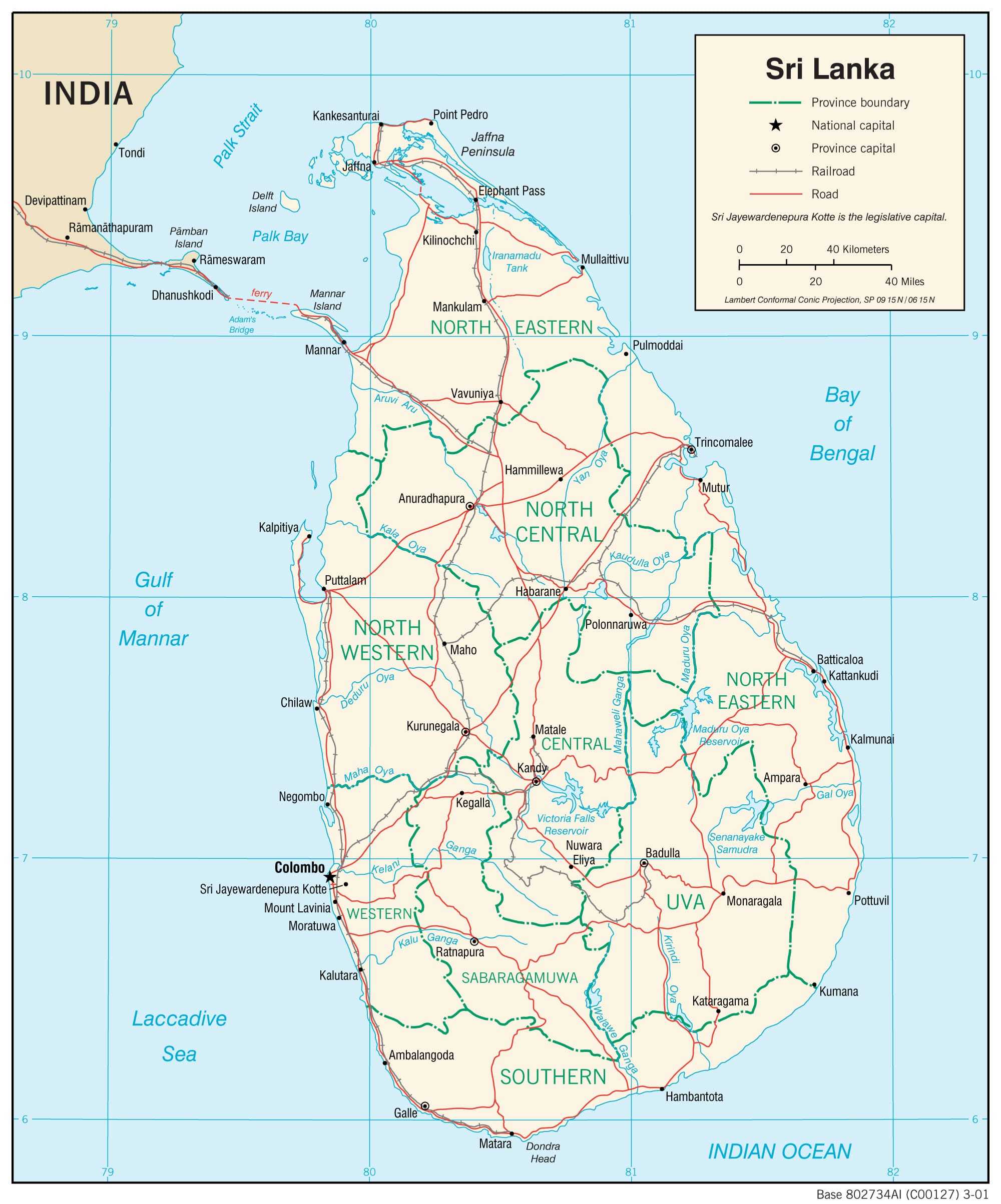 Transportation map of Sri Lanka.