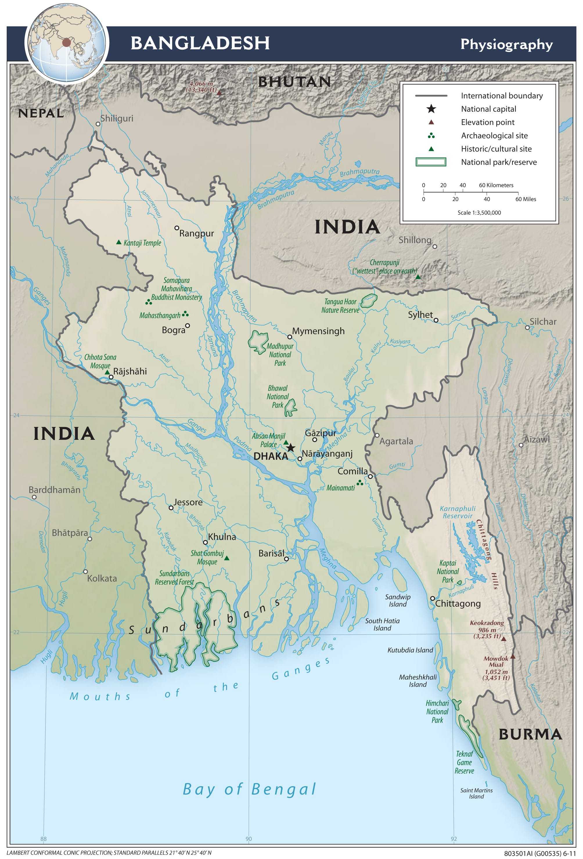 Physiographical map of Bangladesh.