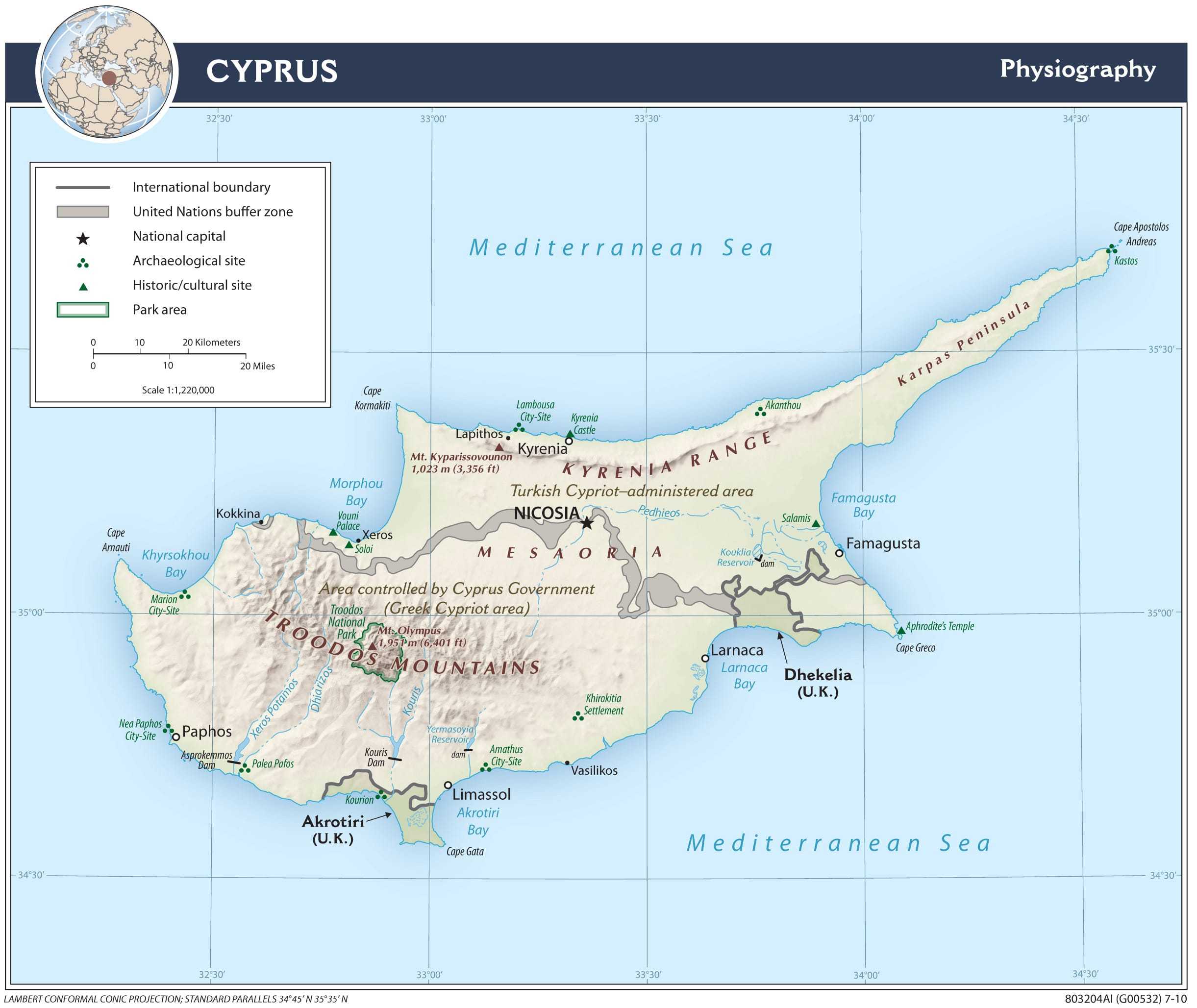 Physiographical map of Cyprus.