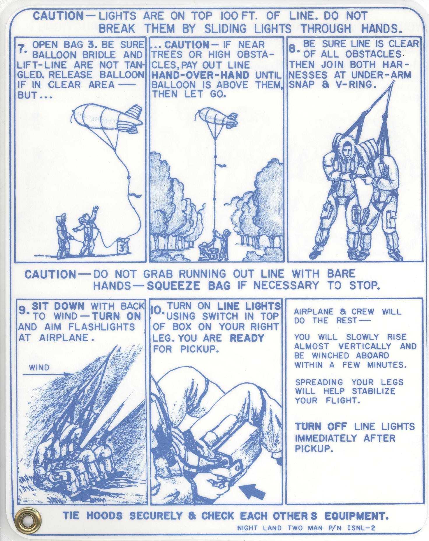 An instruction card showing how to load the Skyhook.