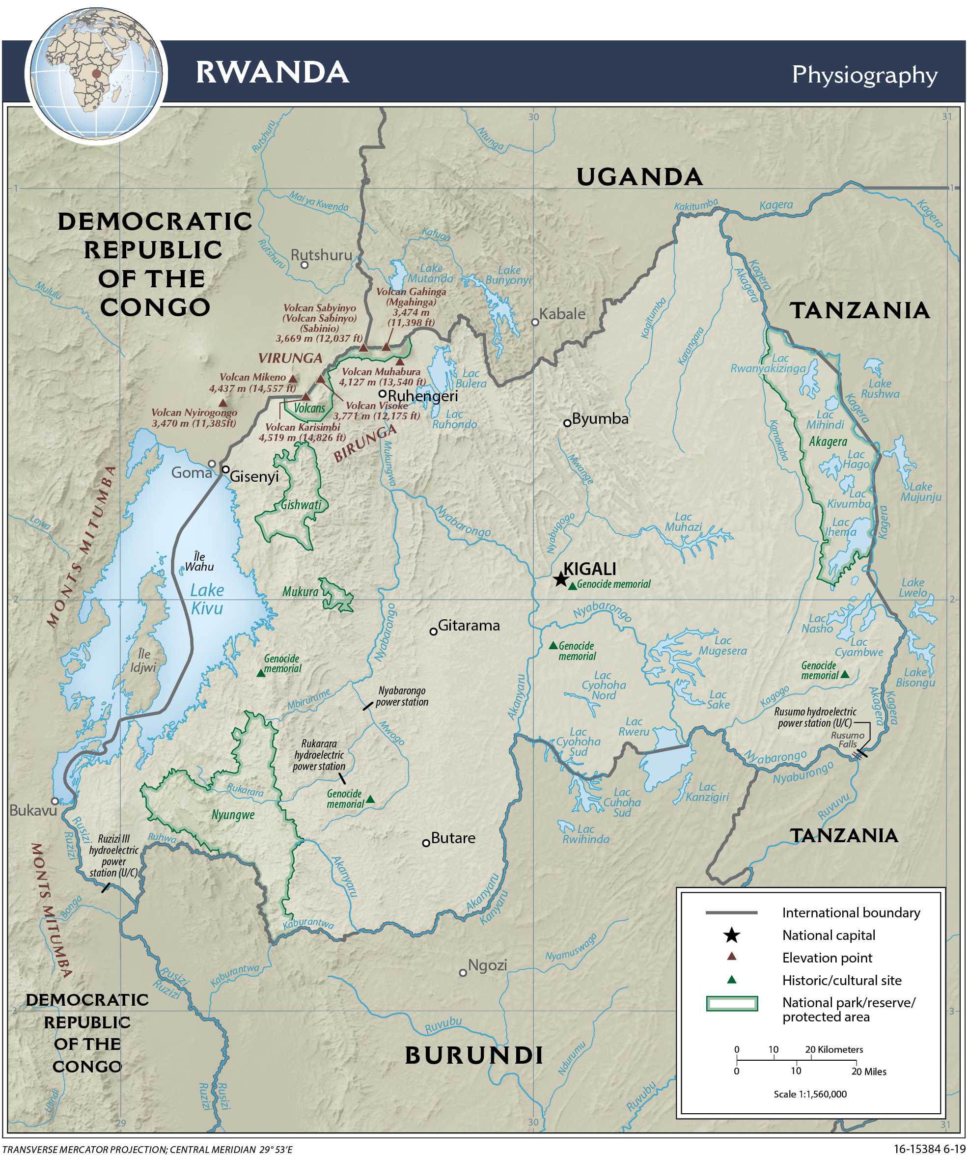 Physiographical map of Rwanda.