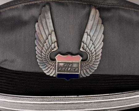 A close view of the metal Air America logo