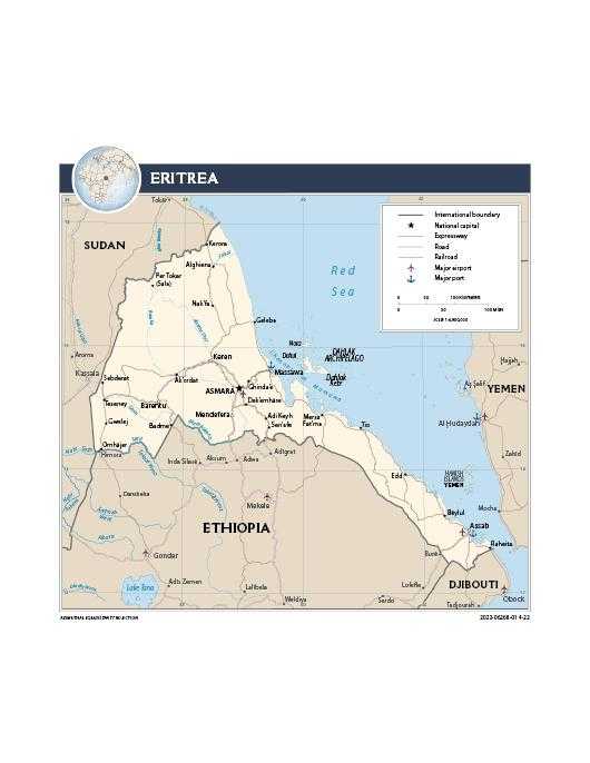 Transportation map of Eritrea.