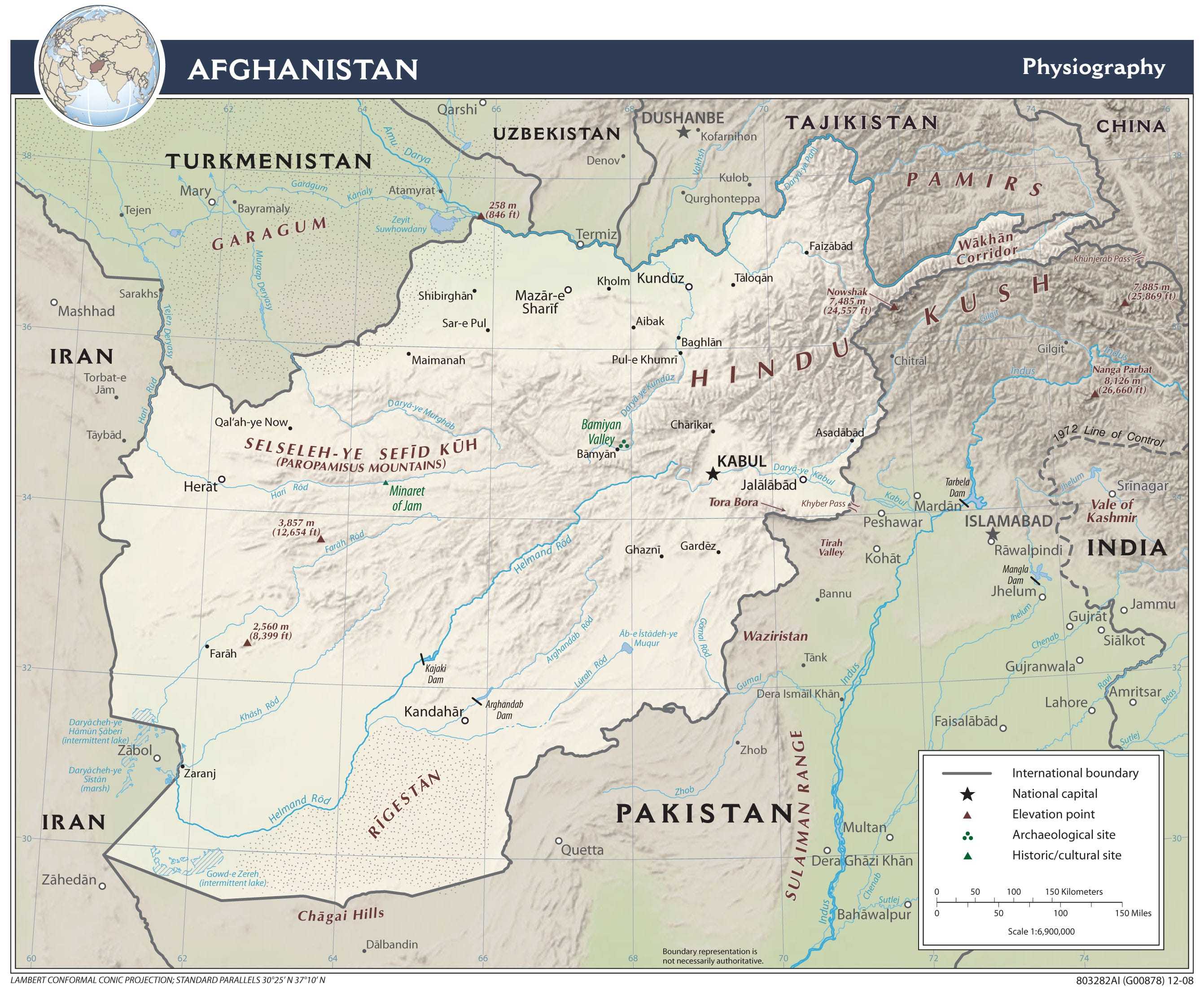 Physiographical map of Afghanistan.