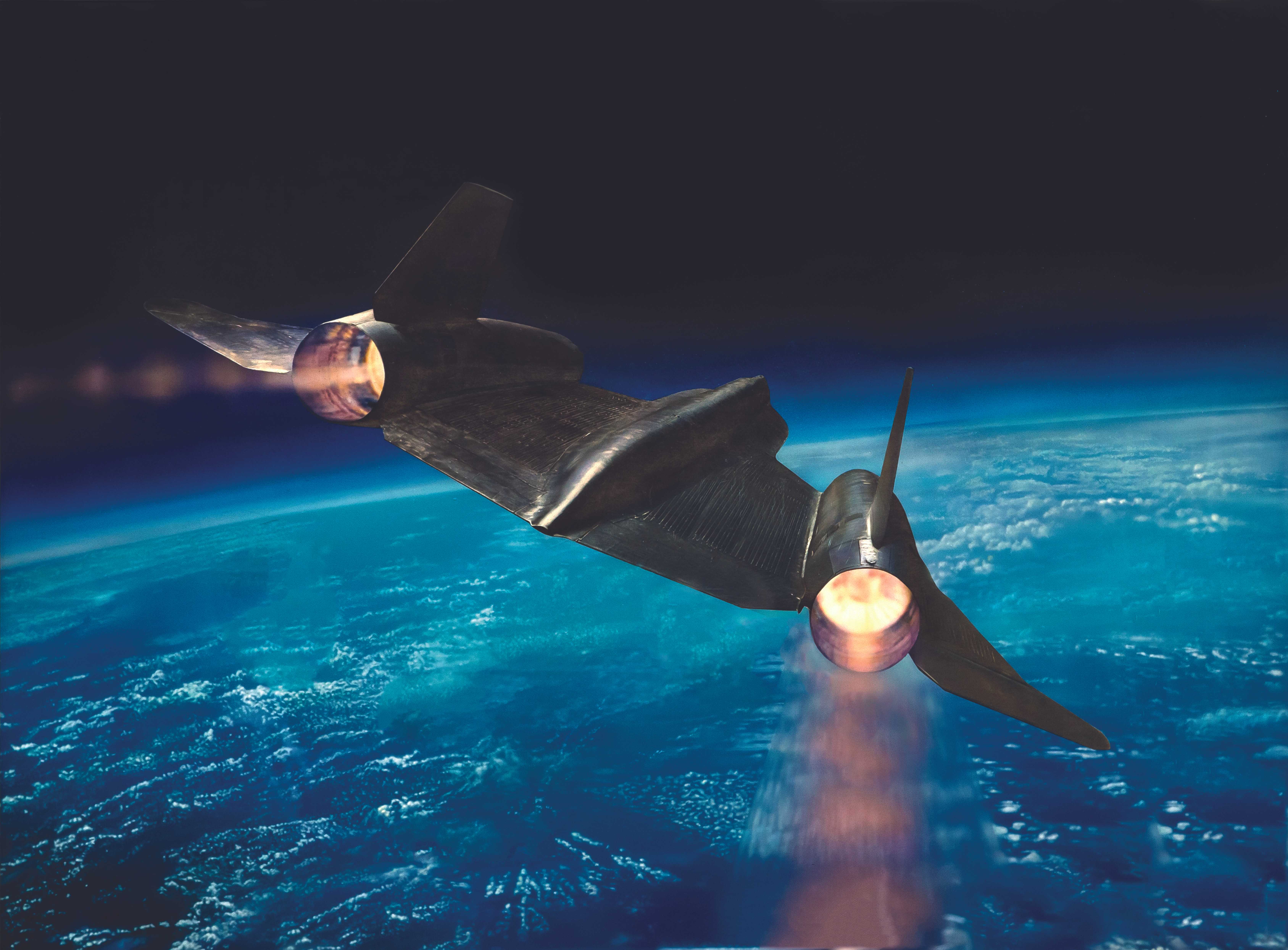 An illustration of the A-12 in flight.