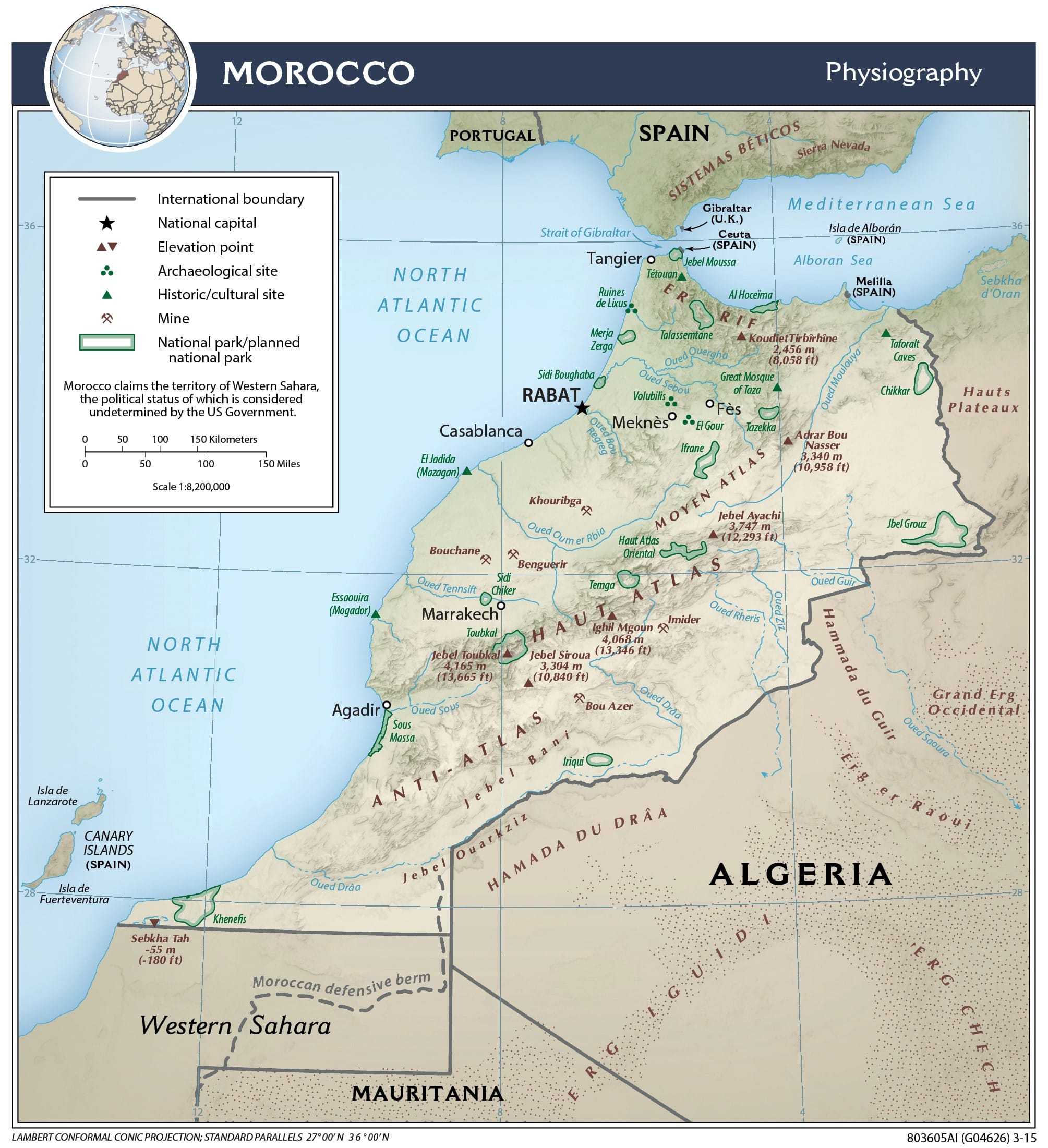 Physiographical map of Morocco.