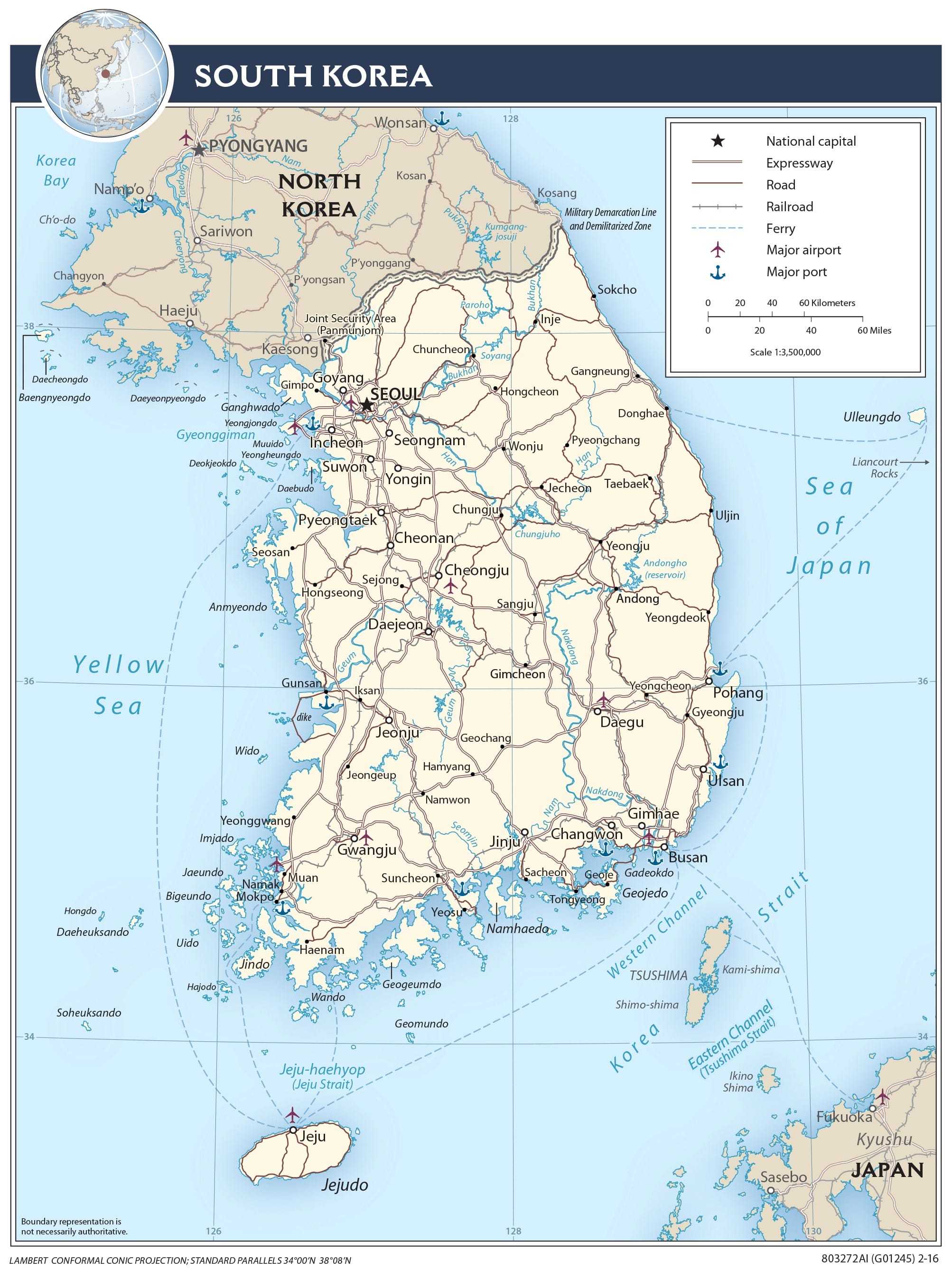 Transportation map of South Korea.
