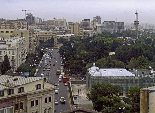 A downtown view of the capital of Baku.
