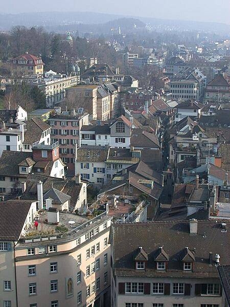 Aerial view of Zurich.