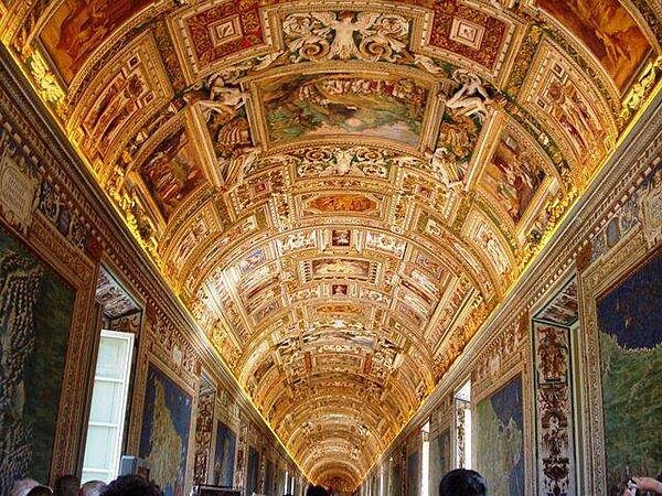 The stunning ceiling of the Vatican Museum.