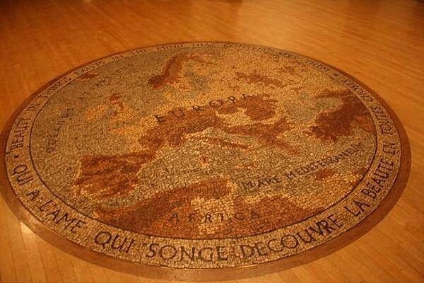 An &quot;Old World&quot; floor mosaic of Europe in the Royal Ontario Museum in Toronto.