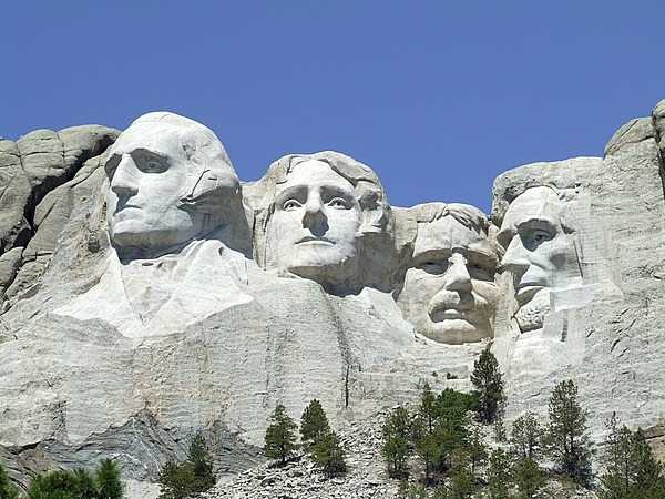 Full view of Mount Rushmore near Keystone, South Dakota. The impressive monument - never completely finished - was sculpted between 1927 and 1941. Image courtesy of the US National Park Service.