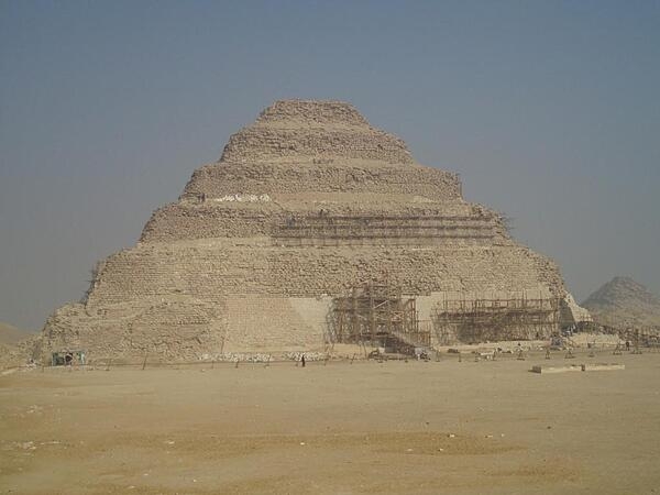 Step Pyramid of Pharaoh Djoser at Saqqara in Egypt, built by the architect Imhotep in the 3rd Dynasty (2649-2575 B.C.). It was the first stone pyramid in the world and originally had a series of six buildings placed on top of each other.