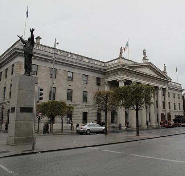 The General Post Office in Dublin, Ireland, was constructed between 1814 and 1818 by the British. It was the scene of the Irish Easter Uprising against British occupation from 24 to 30 April 1916.