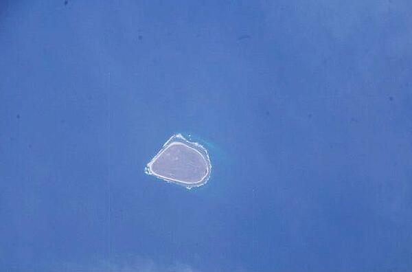 Baker Island as seen from the international space station orbiting at a height of about 350 km. Photo courtesy of NASA.