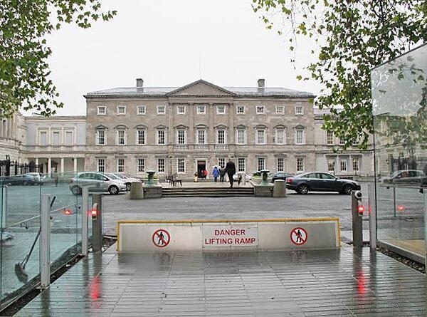 Leinster House in Dublin, Ireland, was built by the Duke of Leinster in 1745. The building now houses the Irish bicameral Parliament -- the Seanad Eireann (Senate) and the Dail Eireann (House of Representatives).