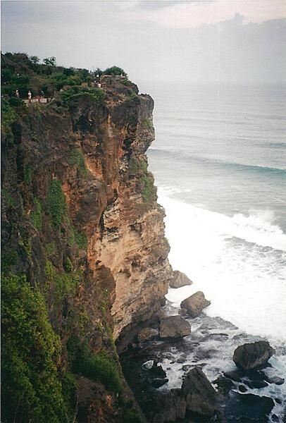 The Sea Temple of Pura Luhur at Uluwatu in south Bali, Indonesia, perches on high cliffs.