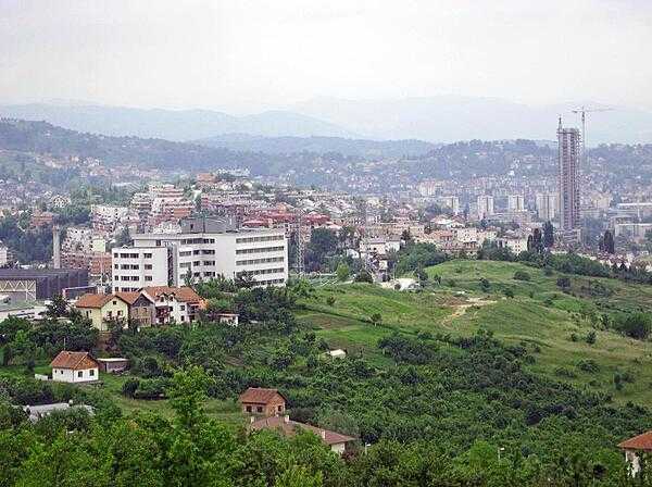 Sarajevo, Bosnia and Herzegovina, sprawls over much of its namesake valley's floor.