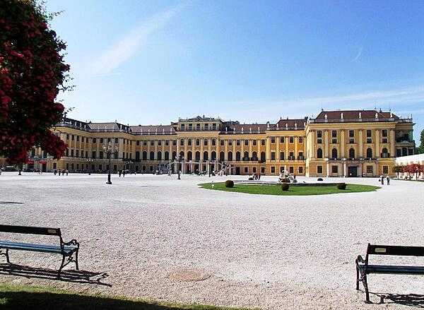 Schoenbrunn Palace, the most popular tourist destination in Vienna, Austria. The 1,400-room Rococo palace served as the imperial summer residence beginning in the mid-18th century. In 1996, UNESCO added the palace and its gardens to its World Heritage List.