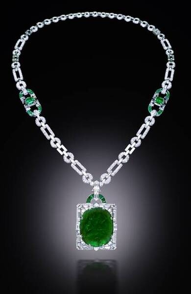 More than half of the emeralds in the world come from Colombia. These emeralds are highly prized for their rare deep-green color, and the 167-carat Mackay Emerald (pictured) from Colombia is the largest cut emerald in the Smithsonian National Gem Collection. The Art Deco-style necklace was a wedding gift in 1931 from Clarence Mackay to his wife, Anna Case, a world-renowned soprano at the New York Metropolitan Opera from 1909 to 1920. The singer bequeathed the necklace to the Smithsonian when she died in 1984.  Photo courtesy of the Smithsonian Institution.